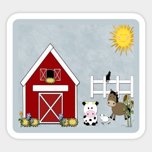 Farm Animals Cow Horse Lamb Sticker